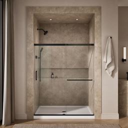 Elate Sliding shower door, 70-1/2'' H x 56-1/4 - 59-5/8'' W, with 1/4'' thick Crystal Clear glass - Matte Black - image 4
