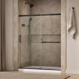 Elate Sliding shower door, 70-1/2'' H x 56-1/4 - 59-5/8'' W, with 1/4'' thick Crystal Clear glass - Matte Black - image 2