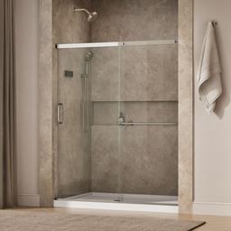 Elate Sliding shower door, 70-1/2'' H x 56-1/4 - 59-5/8'' W, with 1/4'' thick Crystal Clear glass - Matte Nickel - image 2