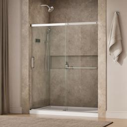 Elate Sliding shower door, 70-1/2'' H x 56-1/4 - 59-5/8'' W, with 1/4'' thick Crystal Clear glass - Bright Silver - image 2
