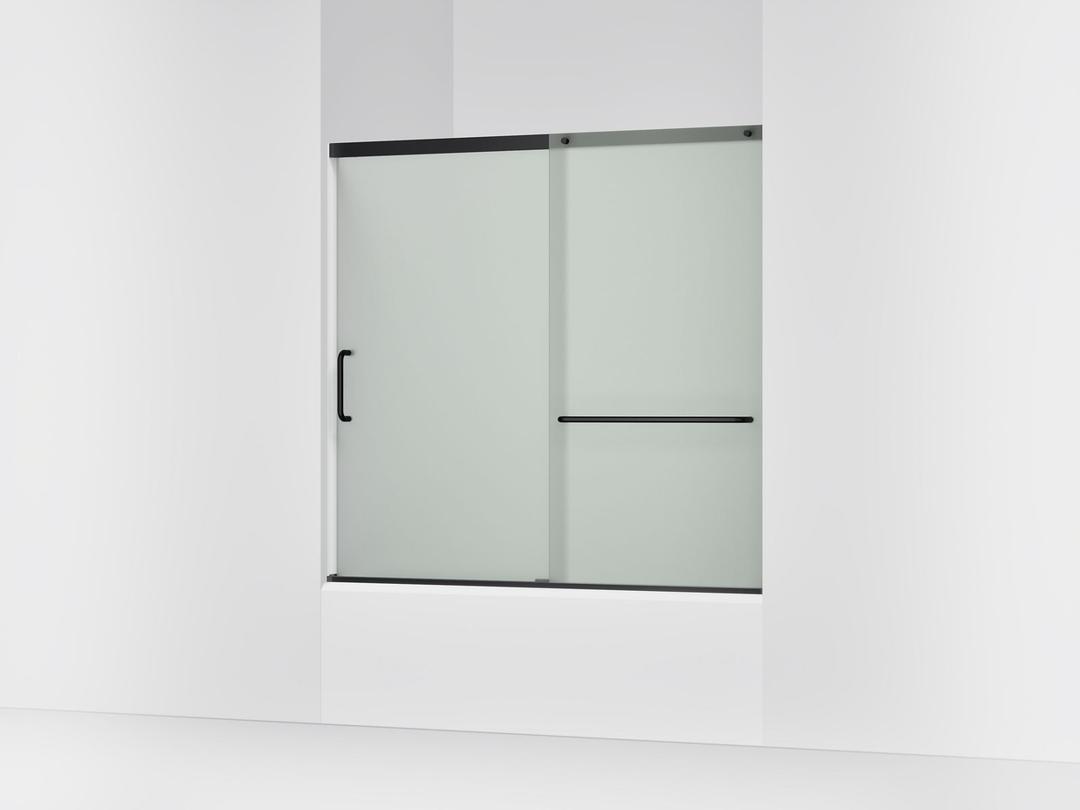 Elate Sliding bath door, 56-3/4'' H x 56-1/4 - 59-5/8'' W, with 1/4'' thick Frosted glass - Matte Black by Kohler