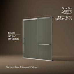 Elate Sliding bath door, 56-3/4'' H x 56-1/4 - 59-5/8'' W, with 1/4'' thick Frosted glass - Matte Nickel - image 2