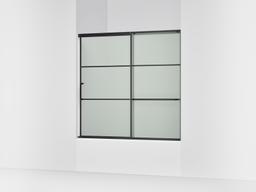 Elate Sliding bath door, 56-3/4'' H x 56-1/4 - 59-5/8'' W, with 1/4'' thick Frosted glass with rectangular grille pattern - Matte Black - image 1