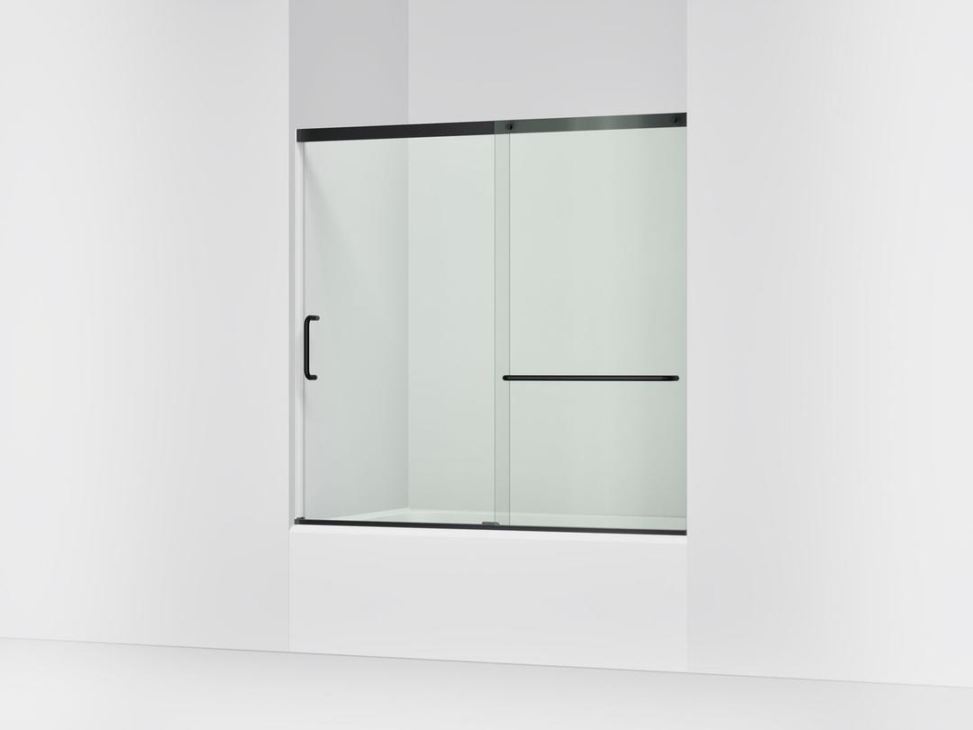 Elate 56-3/4'' H sliding bath door with 1/4''-thick glass - Matte Black by Kohler