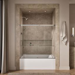 Elate 56-3/4'' H sliding bath door with 1/4''-thick glass - Matte Nickel - image 4