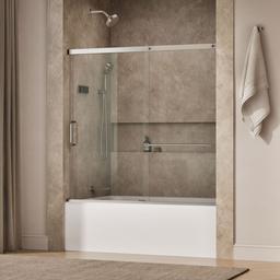 Elate 56-3/4'' H sliding bath door with 1/4''-thick glass - Matte Nickel - image 2
