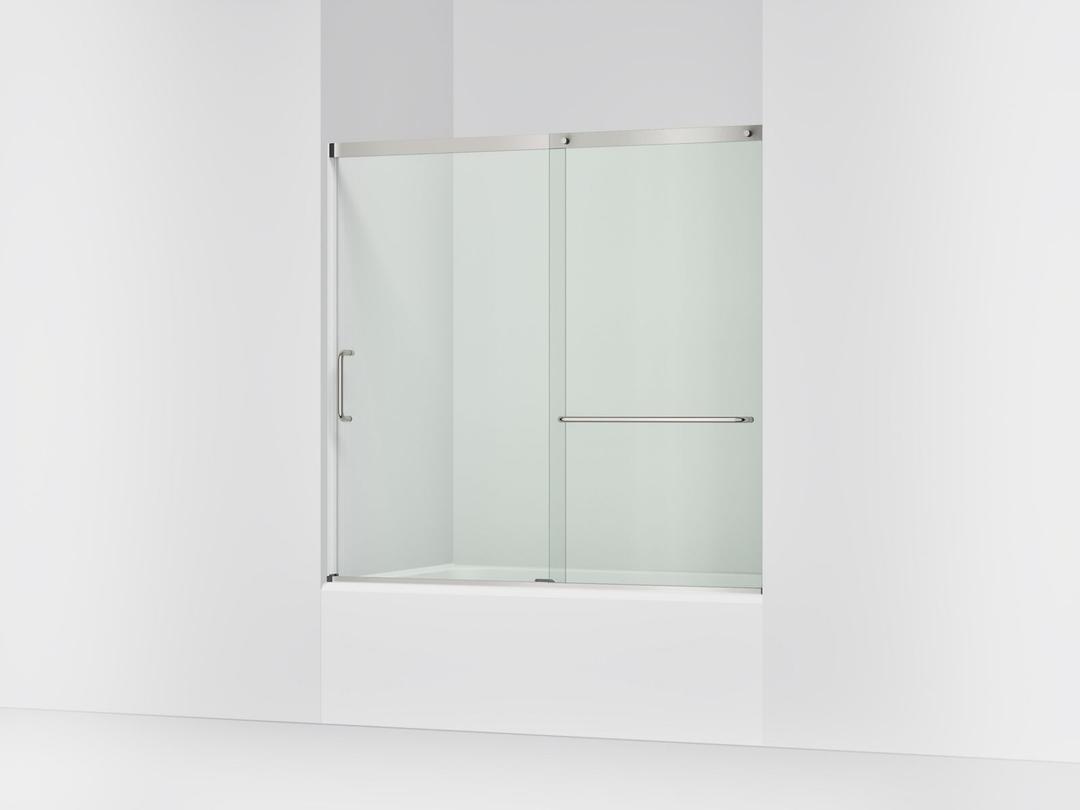 Elate 56-3/4'' H sliding bath door with 1/4''-thick glass - Matte Nickel by Kohler