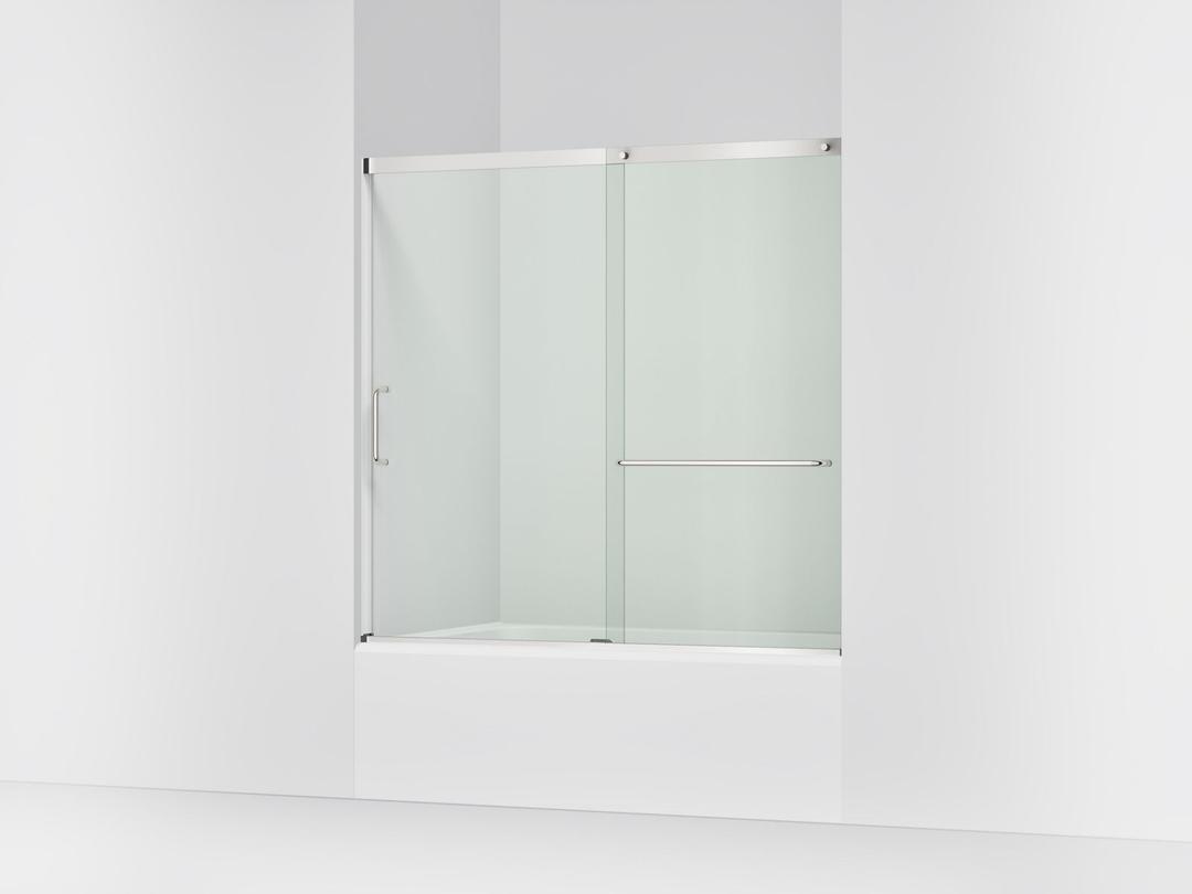 Elate 56-3/4'' H sliding bath door with 1/4''-thick glass - Bright Silver by Kohler