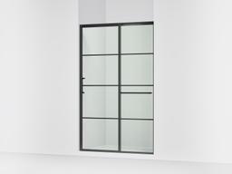 Elate Sliding shower door, 75-1/2'' H x 50-1/4 - 53-5/8'' W, with heavy 5/16'' thick Crystal Clear glass with rectangular grille pattern - Matte Black - image 1