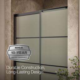 Elate Sliding shower door, 75-1/2'' H x 50-1/4 - 53-5/8'' W, with heavy 5/16'' thick Frosted glass with rectangular grille pattern - image 9