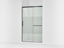 Elate Sliding shower door, 75-1/2'' H x 44-1/4 - 47-5/8'' W, with heavy 5/16'' thick Crystal Clear glass with privacy band - Matte Black - image 1