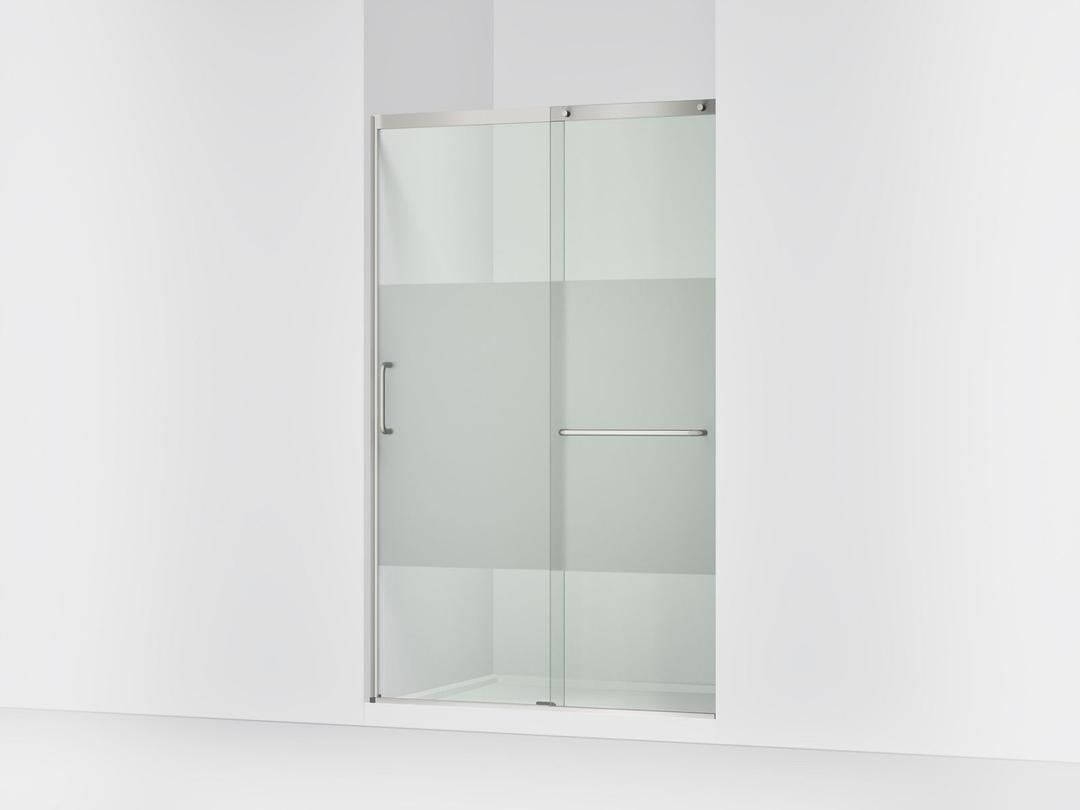 Elate Sliding shower door, 75-1/2'' H x 44-1/4 - 47-5/8'' W, with heavy 5/16'' thick Crystal Clear glass with privacy band - Matte Nickel by Kohler