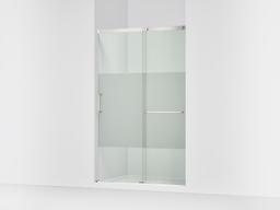 Elate Sliding shower door, 75-1/2'' H x 44-1/4 - 47-5/8'' W, with heavy 5/16'' thick Crystal Clear glass with privacy band - Bright Silver - image 1