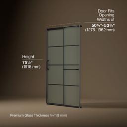 Elate Sliding shower door, 75-1/2'' H x 50-1/4 - 53-5/8'' W, with heavy 5/16'' thick Frosted glass with rectangular grille pattern - image 3