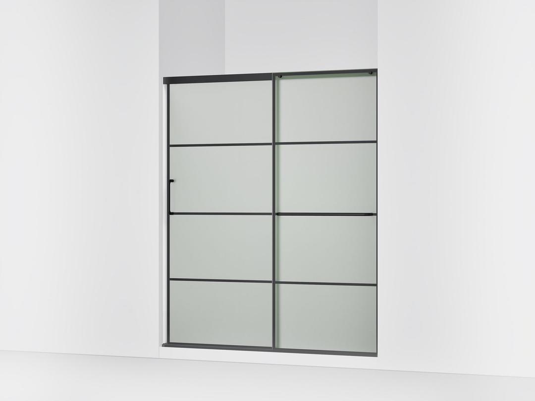 Elate Sliding shower door, 75-1/2'' H x 56-1/4 - 59-5/8'' W, with heavy 5/16'' thick Frosted glass with rectangular grille pattern by Kohler