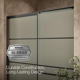 Elate Sliding shower door, 75-1/2'' H x 56-1/4 - 59-5/8'' W, with heavy 5/16'' thick Frosted glass with rectangular grille pattern - image 9