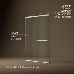 Elate Tall 75-1/2'' H sliding shower door with 5/16''-thick glass - Bright Silver - image 3