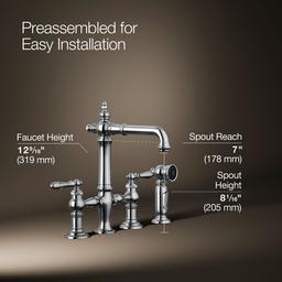 Artifacts Two-hole bridge bar sink faucet with side sprayer - image 3