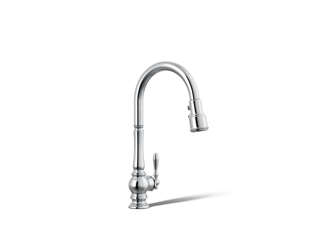Artifacts Pull-down kitchen sink faucet with three-function sprayhead by Kohler
