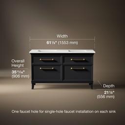 60'' bathroom vanity cabinet with sinks and quartz top - image 3