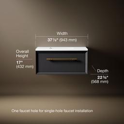 36'' wall-hung bathroom vanity cabinet with sink and quartz top - image 6