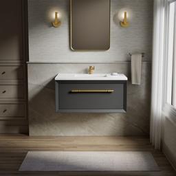 36'' wall-hung bathroom vanity cabinet with sink and quartz top - image 4