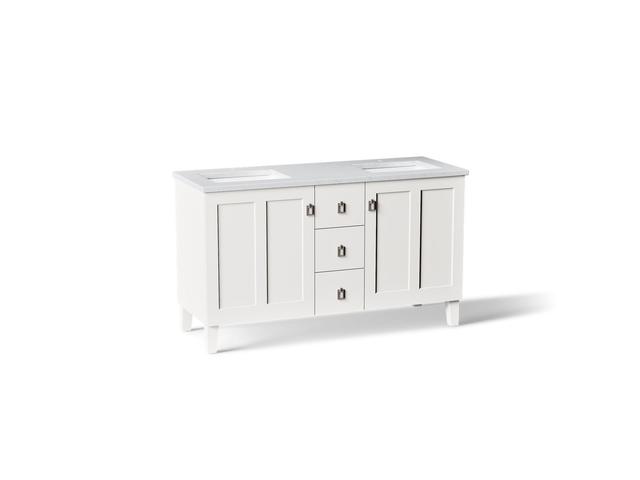 60'' bathroom vanity cabinet with sinks and quartz top