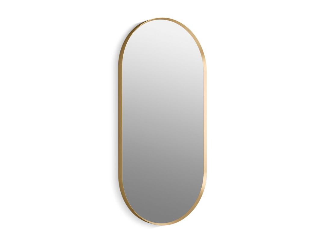 Essential 20'' x 40'' capsule framed mirror - Moderne Brushed Gold by Kohler