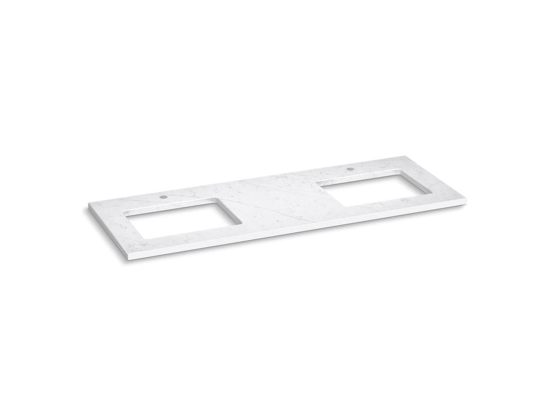 Silestone 61'' quartz vanity top with two rectangular cutouts by Kohler