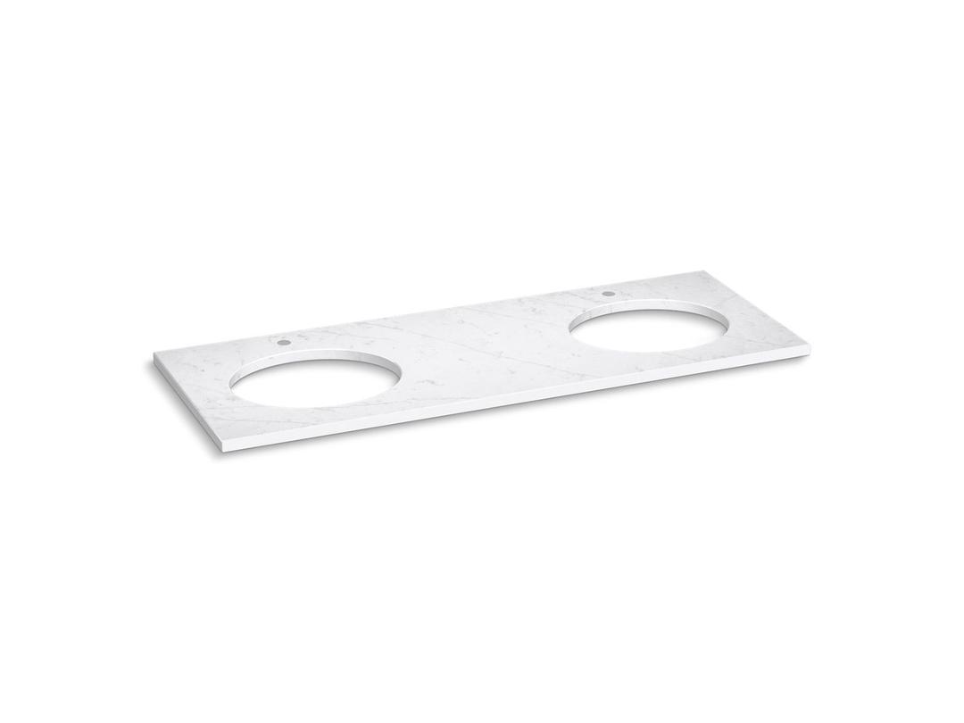 Silestone quartz 61'' vanity top with double oval cutouts by Kohler