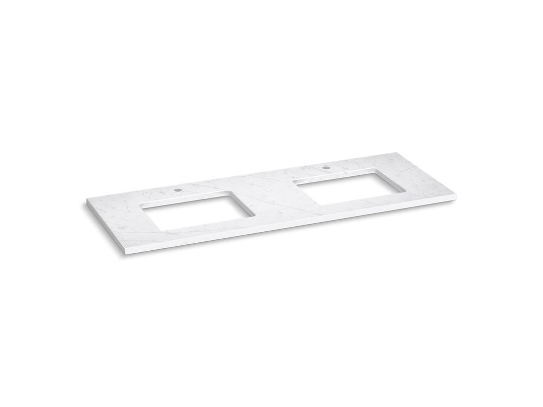 Silestone 61'' quartz vanity top with two rectangular cutouts by Kohler