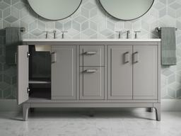 Seer 60'' bathroom vanity cabinet with sinks and quartz top - image 24