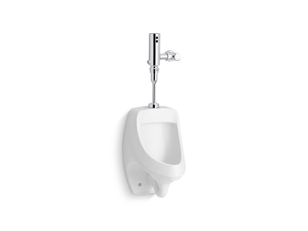 DexterE Antimicrobial urinal with Mach Tripoint touchless DC 0.125 gpf flushometer by Kohler