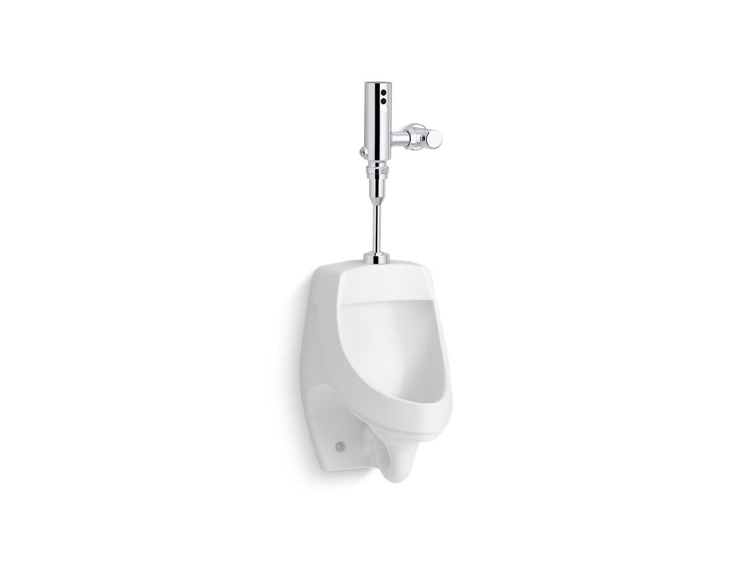 DexterE Antimicrobial urinal with Mach Tripoint touchless 0.5 gpf HES-powered flushometer by Kohler