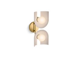 Kohler Jabot Sconce | Two-Light | E26 Base, G25 Frosted Bulb | Contoured Metal Shade - Biscuit Satin With Brushed Moderne Brass - image 4