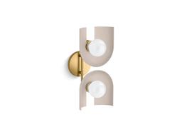 Kohler Jabot Sconce | Two-Light | E26 Base, G25 Frosted Bulb | Contoured Metal Shade - Biscuit Satin With Brushed Moderne Brass - image 1