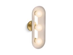 Kohler Jabot Sconce | Three-Light | E26 Base, G25 Frosted Bulb | Contoured Metal Shade - Biscuit Satin With Brushed Moderne Brass - image 4