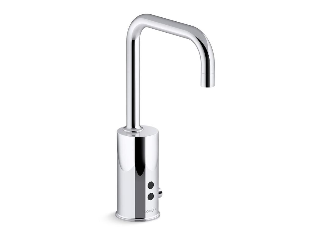 Gooseneck Touchless single-hole lavatory faucet with InsightE sensor technology and temperature mixer, DC-powered, less drain, 0.35 gpm - Polished Chrome by Kohler