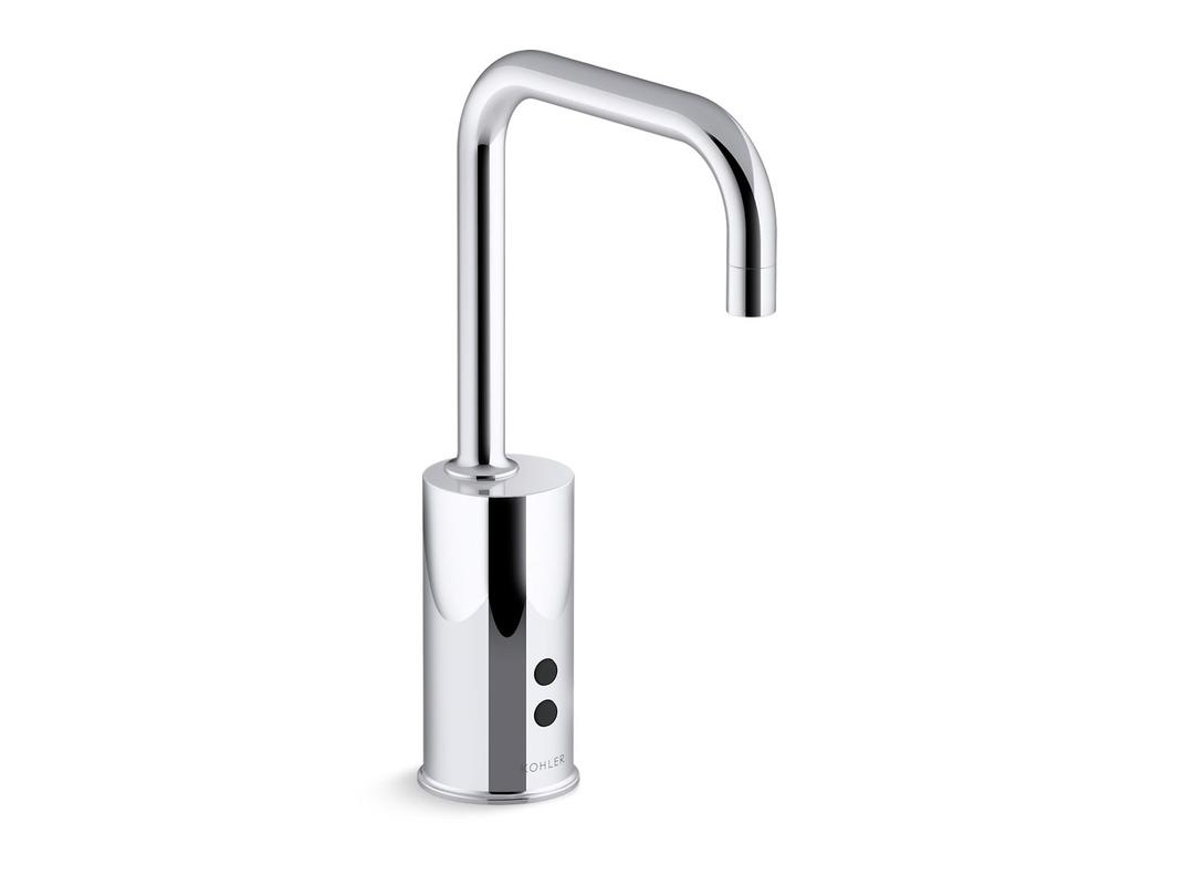 Gooseneck Touchless single-hole lavatory faucet with InsightE sensor technology, DC-powered, less drain, 0.35 gpm - Polished Chrome by Kohler