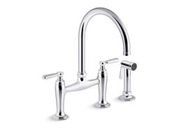 EdalynE by Studio McGee Two-hole bridge kitchen sink faucet with side sprayer - image 2