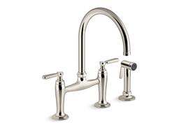 EdalynE by Studio McGee Two-hole bridge kitchen sink faucet with side sprayer - image 5