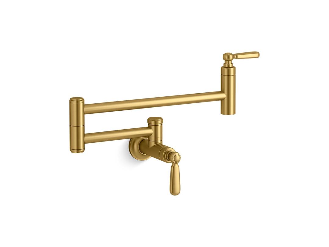EdalynE by Studio McGee Wall-mount pot filler - Vibrant Brushed Moderne Brass by Kohler