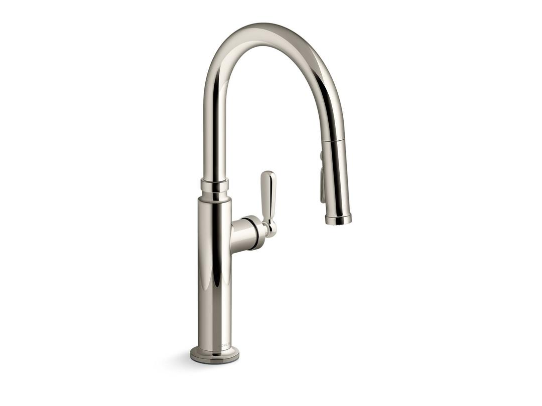 EdalynE by Studio McGee Pull-down kitchen sink faucet with three-function sprayhead - Vibrant Polished Nickel by Kohler