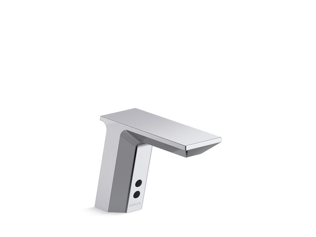 Geometric Touchless single-hole lavatory faucet with InsightE sensor technology, HES-powered, less drain, 0.35 gpm - Polished Chrome by Kohler