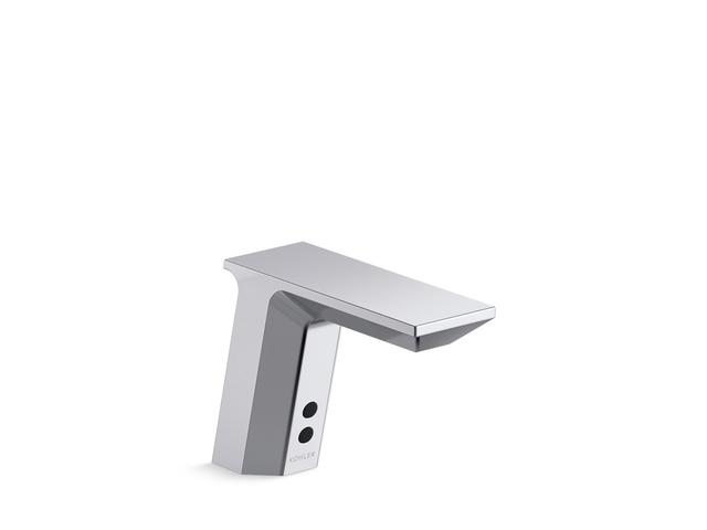 Geometric Touchless single-hole lavatory faucet with InsightE sensor technology, HES-powered, less drain, 0.35 gpm - Polished Chrome