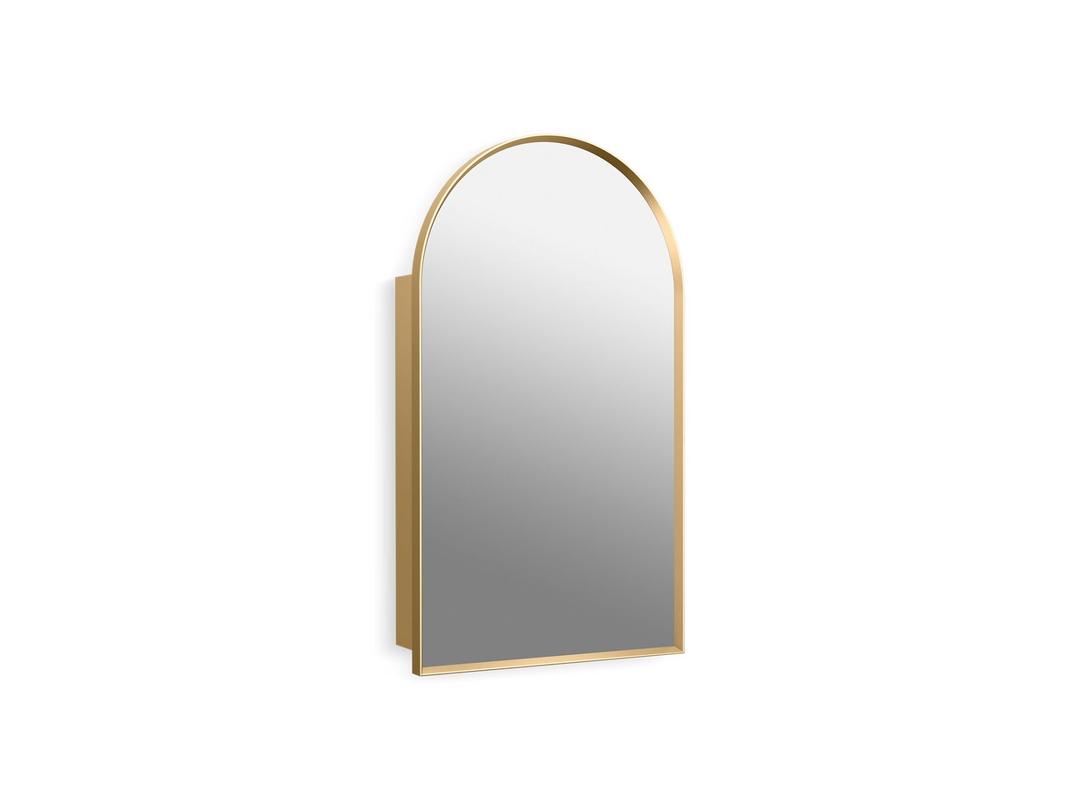 Verdera 20'' X 34'' Arched Framed Medicine Cabinet Left-Hinged - Modern Brushed Gold by Kohler