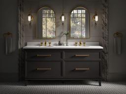 Silestone 73'' quartz vanity top with two oval cutouts - image 5