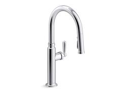 Touchless pull-down kitchen sink faucet with three-function sprayhead - image 2