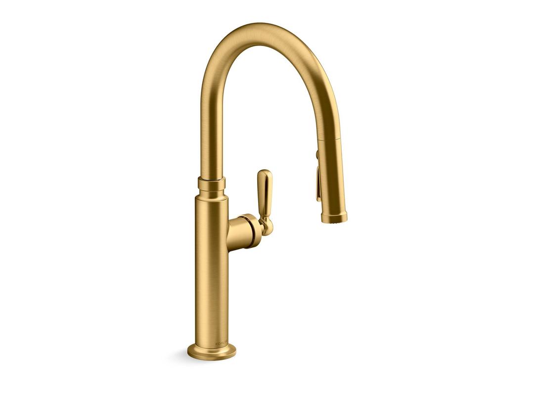 Touchless pull-down kitchen sink faucet with three-function sprayhead by Kohler