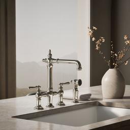 Artifacts Two-hole bridge kitchen sink faucet with side sprayer - image 5
